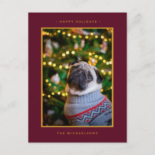 CHRISTMAS HOLIDAY PHOTO   Gold Poinsettias Postcard