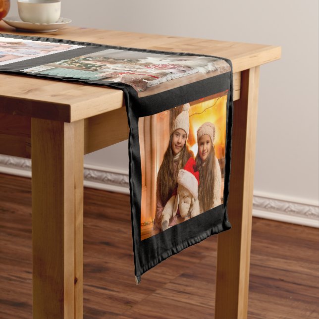 Christmas Holiday Photo Home Decor Keepsake Black Medium Table Runner (In Situ)