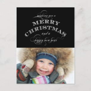 CHRISTMAS HOLIDAY PHOTO POSTCARD BLACK