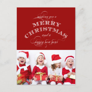 CHRISTMAS HOLIDAY PHOTO POSTCARD RED