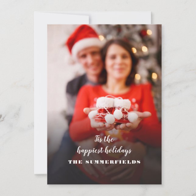 Christmas Holiday Photo Pregnancy Announcement (Front)