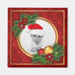 Christmas Holiday Photo Red Green Create Your Own Magnet