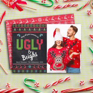 Christmas Holiday Photo Ugly Sweater Chalkboard Card