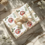 Christmas Holiday Photo with Watercolor Greenery Wrapping Paper<br><div class="desc">Beautiful watercolor greenery and red berries come together with your photo in this lovely custom wrapping paper. Use for all your gift wrapping this holiday season.</div>
