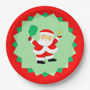 Christmas Holiday Pickleball Party Paper Plate