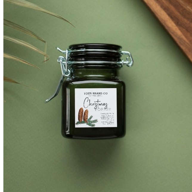 Christmas Holiday Pine Calligraphy Candle Label (Christmas Holiday Pine Calligraphy Candle Label)
