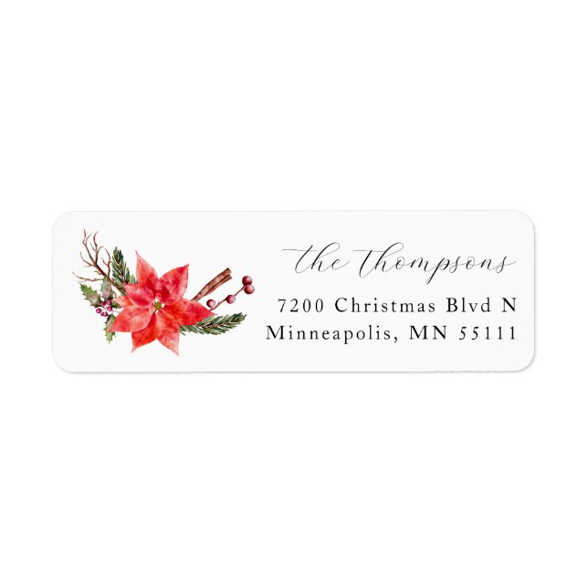 Christmas Holiday Poinsettia Return Address  (Front)