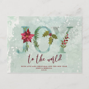 christmas holiday postcard joy to the world