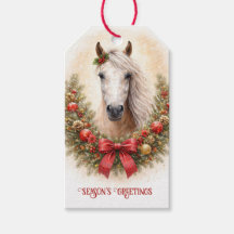 Christmas Holiday Pretty Horse and Wreath