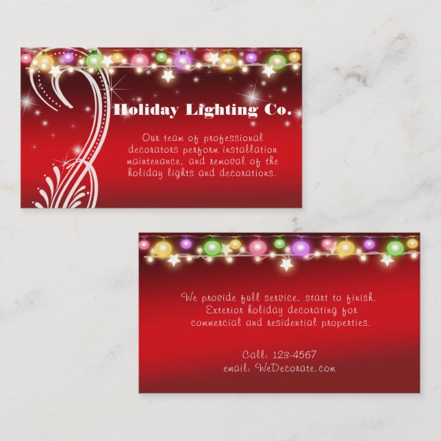 Christmas Holiday, Professional Decorating Company Business Card (Front/Back)