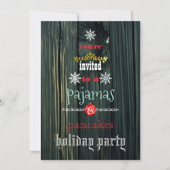 Christmas Holiday Pyjamas & Pancakes Family Party Invitation (Front)