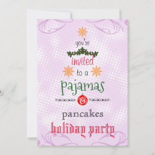 Christmas Holiday Pyjamas & Pancakes Family Party Invitation