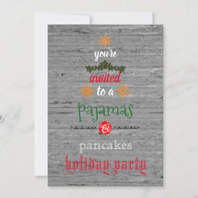 Christmas Holiday Pyjamas & Pancakes Family Party Invitation (Front)