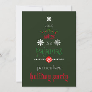 Christmas Holiday Pyjamas & Pancakes Family Party Invitation
