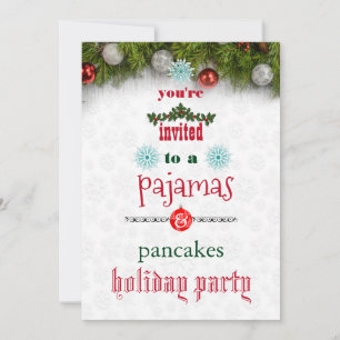 Christmas Holiday Pyjamas & Pancakes Family Party Invitation