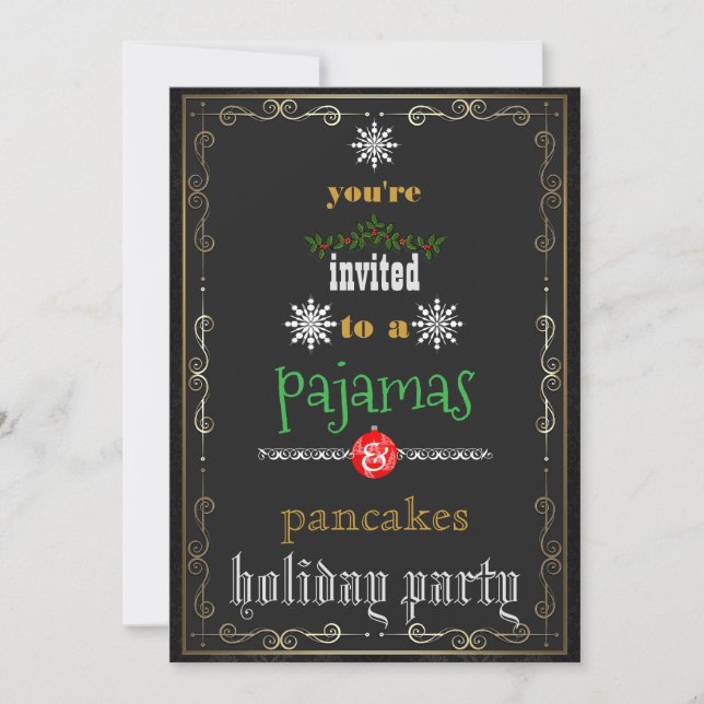 Christmas Holiday Pyjamas & Pancakes Family Party Invitation (Front)