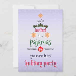 Christmas Holiday Pyjamas & Pancakes Family Party Invitation