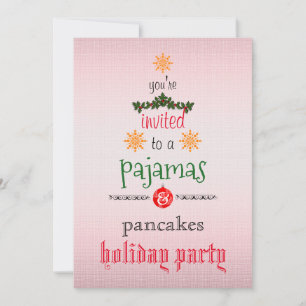 Christmas Holiday Pyjamas & Pancakes Family Party Invitation
