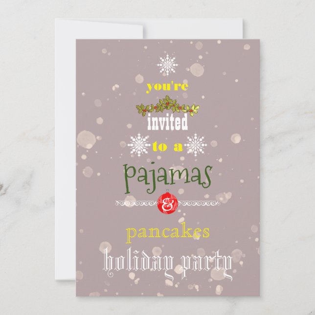 Christmas Holiday Pyjamas & Pancakes Family Party Invitation (Front)