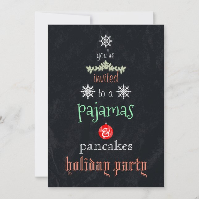 Christmas Holiday Pyjamas & Pancakes Family Party Invitation (Front)