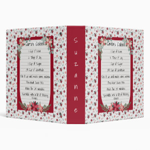 Christmas Holiday Recipe Baking Cute Red Binder