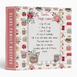 Christmas Holiday Recipe Baking Cute Red Family 3  Binder
