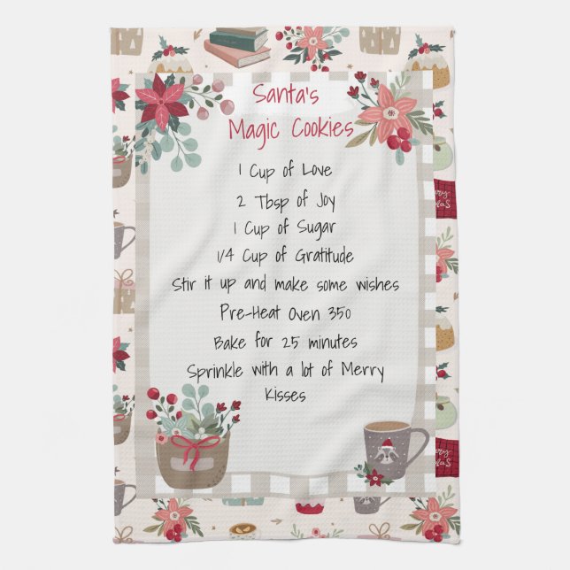 Christmas Holiday Recipe Baking Cute Red   Kitchen Towel (Vertical)