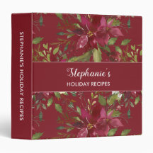 Christmas Holiday Recipe Binder Floral Burgundy