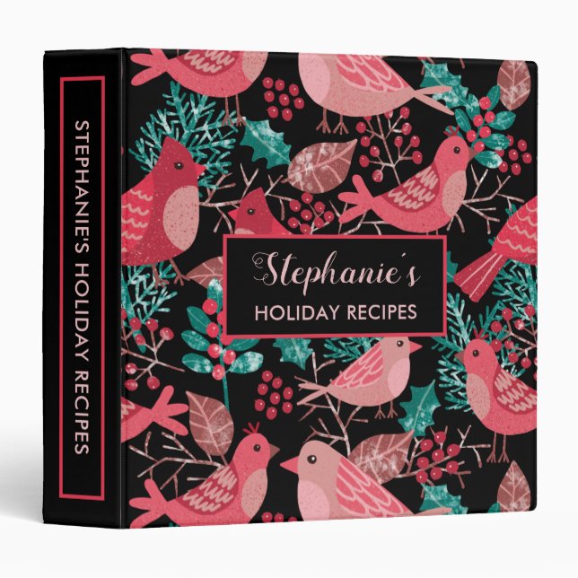 Christmas Holiday Recipe Binder Winter Berries (Front/Spine)