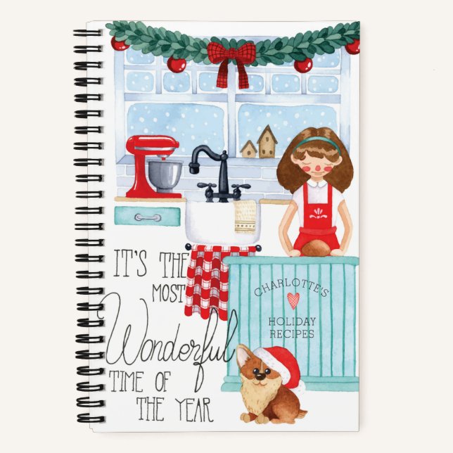 Christmas Holiday Recipe Book Cookbook Custom Name (Front)