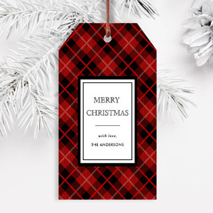 Christmas   Holiday Red & Black Plaid Gift Tags
