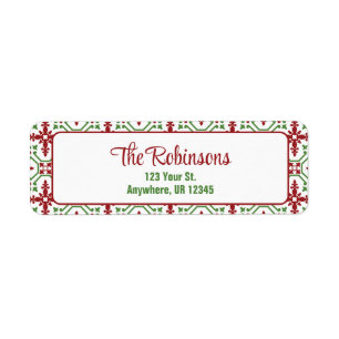 Christmas Holiday Red & Green Snowflake Address