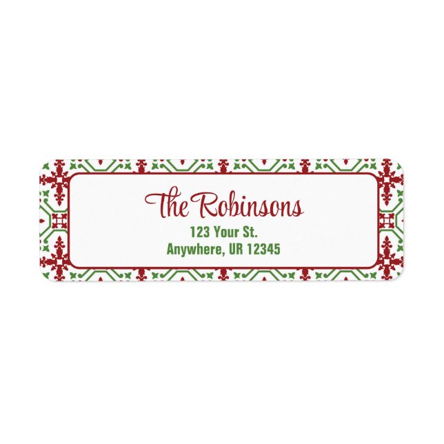 Christmas Holiday Red & Green Snowflake Address (Front)