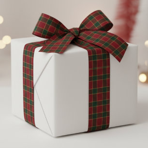 Christmas Holiday Red & Green Tartan Pattern Satin Ribbon