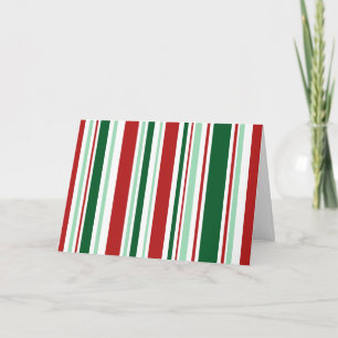 Christmas Holiday Red, Green, White Stripes Card