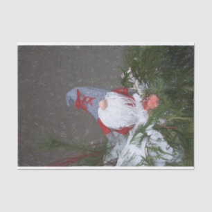 Christmas Holiday Red Grey Rustic Gnome Tissue Paper
