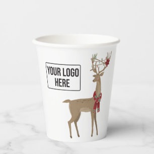 Christmas Holiday Reindeer Business Logo Paper Paper Cups