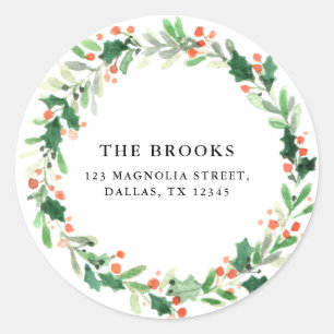 Christmas Holiday Return Address Label Sticker