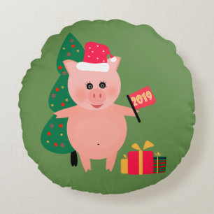 Christmas holiday round pillow