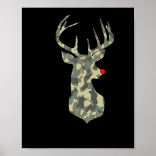 Christmas Holiday Rudolf Reindeer Red Nose camo hu Poster