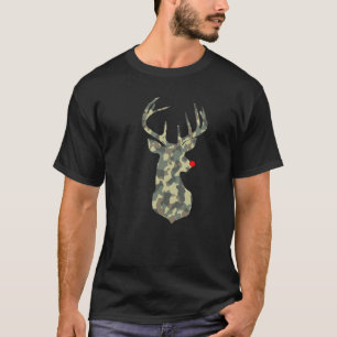Christmas Holiday Rudolf Reindeer Red Nose Camo Hu T-Shirt