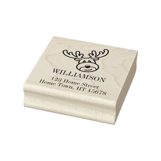 Christmas Holiday Rudolph The Reindeer Address Rubber Stamp (Stamp)