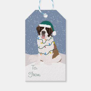 Christmas Holiday Saint Bernard  Gift Tags