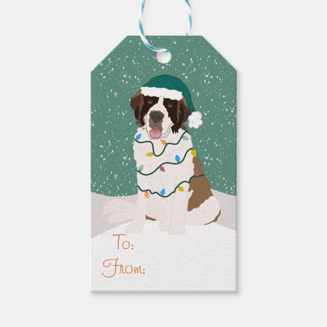 Christmas Holiday Saint Bernard  Gift Tags (Front)