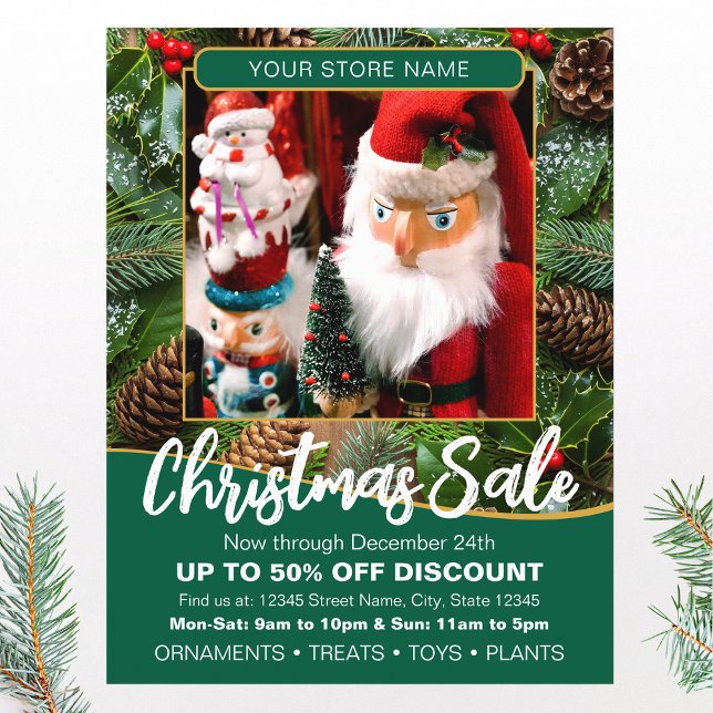 Christmas Holiday Sale Custom Photo Green Business Flyer (Creator Uploaded)