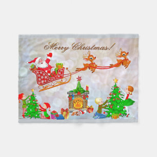 Christmas Holiday Santa Cartoon Fleece blanket