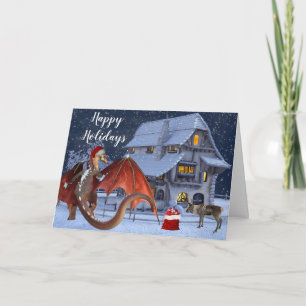 Christmas Holiday Santa Dragon Card