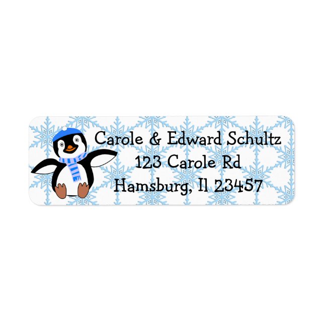 Christmas Holiday Season Penguin Blue Snowflakes (Front)