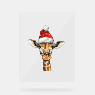 Christmas Holiday Season Xmas Giraffe   Acrylic Sign