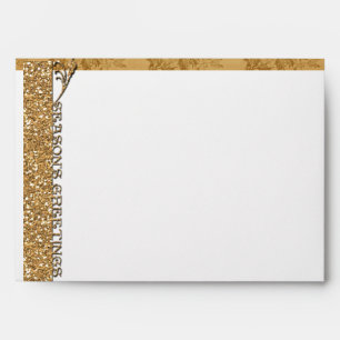 Christmas Holiday Season's Greetings Gold Glitter Envelope